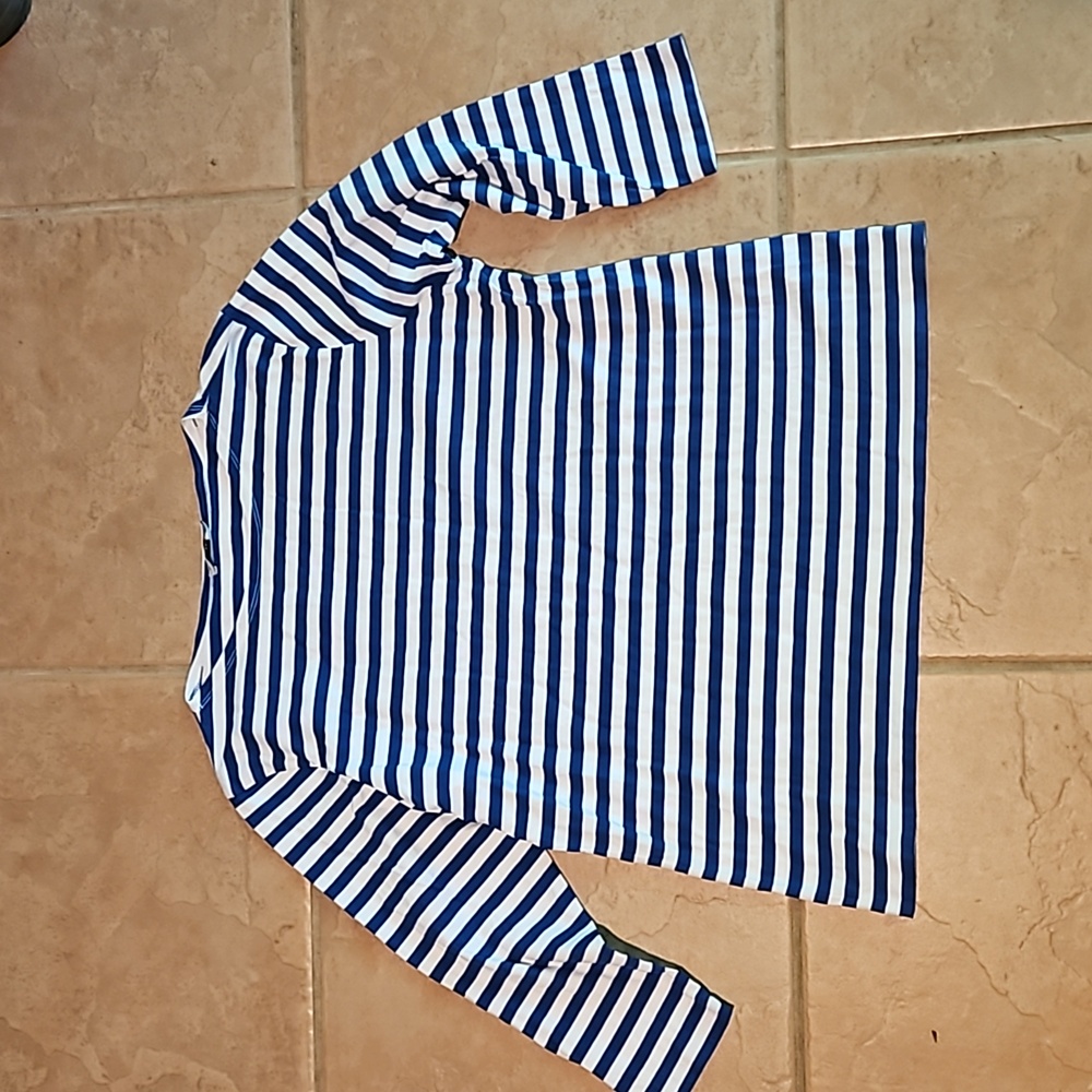 Uniqlo Marimekko Drop Blue Striped 3/4 Tee